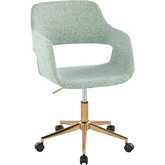 Margarite Office Task Chair in Gold & Light Green Fabric